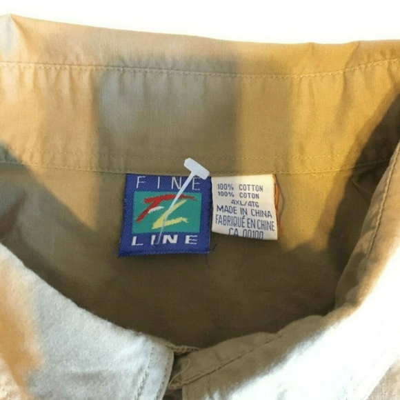 Fine Line Beige Shirt Button Down Long Sleeve 4XL - Picture 3 of 3